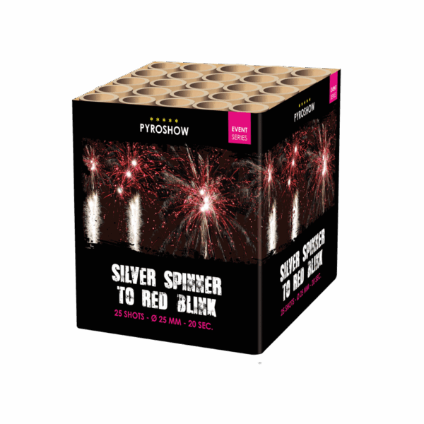 Silver Spinner to Red Blink w. Blue Stars, Green Blink w. Purple Stars, Red Blink w. Silver Blink